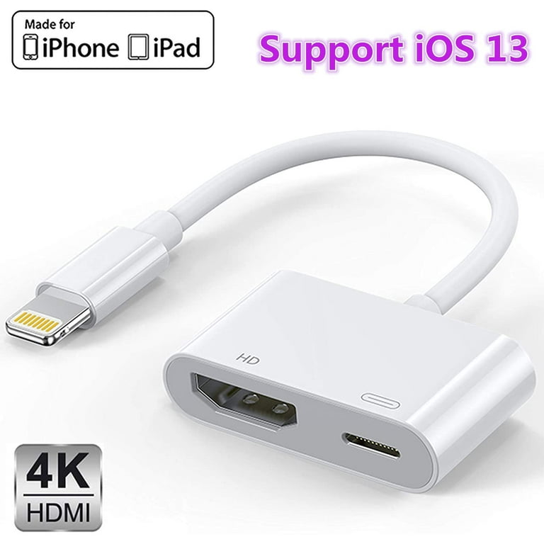 Compatible with iPad iPhone to HDMI Adapter Cable Digital AV Adapter Converter 1080p HD TV Connector Compatible with iPhone 11 Pro Xs Max XR X 8 7 iPad to TV Projector Monitor Walmart