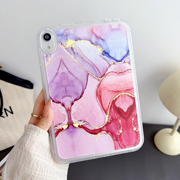 Compatible with iPad mini 4th/5th Back Case, Marble Pattern Back / Pattern Clear Back TPU Lightweight Ultra Slim Drop Protective Anti-Scratch Case Cover for iPad mini 4/5, Pink