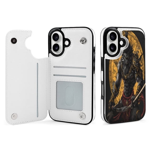 Compatible with iPhone 11 12 13 mini 14 15 16 Pro Max Plus Wallet Case with Card Holder, PU Leather Kickstand Card Slots Case ( Evil Wukong, iPhone 12 mini)