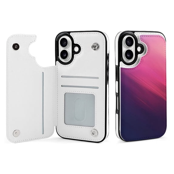Compatible with iPhone 11 12 13 mini 14 15 16 Pro Max Plus Wallet Case with Card Holder, PU Leather Kickstand Card Slots Case ( Gradient Fade, iPhone 16 Plus)