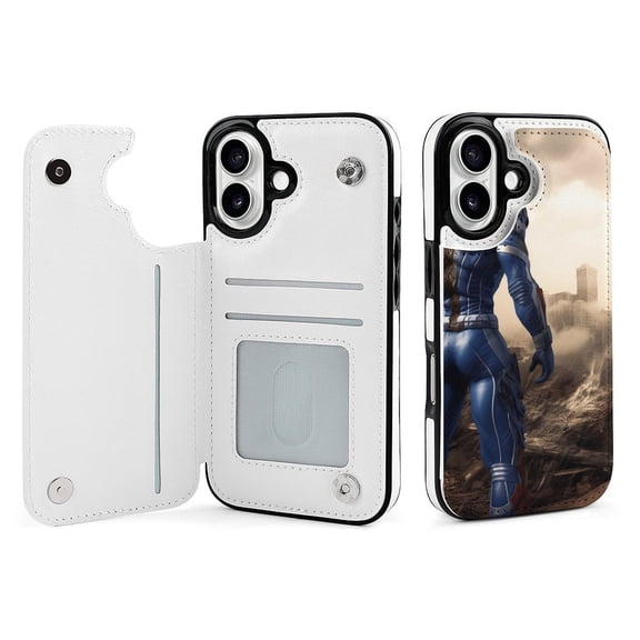 Compatible with iPhone 11 12 13 mini 14 15 16 Pro Max Plus Wallet Case with Card Holder, PU Leather Kickstand Card Slots Case ( The Last Hero, iPhone 16 Pro Max)