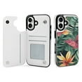 thumbnail image 1 of Compatible with iPhone 11 12 13 mini 14 15 16 Pro Max Plus Wallet Case with Card Holder, PU Leather Kickstand Card Slots Case ( Leaf Flowers Nordic Tropical Plants, iPhone 14 Pro Max), 1 of 7