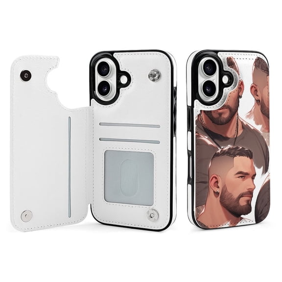 Compatible with iPhone 11 12 13 mini 14 15 16 Pro Max Plus Wallet Case with Card Holder, PU Leather Kickstand Card Slots Case ( Muscle Man, iPhone 11)