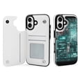 thumbnail image 1 of Compatible with iPhone 11 12 13 mini 14 15 16 Pro Max Plus Wallet Case with Card Holder, PU Leather Kickstand Card Slots Case ( Neon City Cat, iPhone 11), 1 of 7
