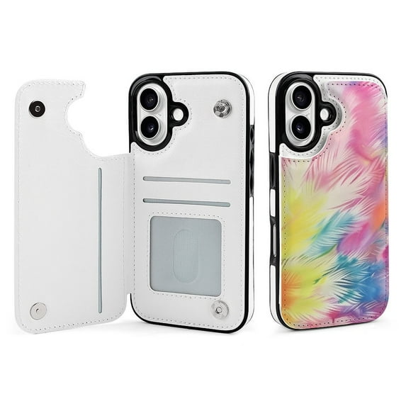 Compatible with iPhone 11 12 13 mini 14 15 16 Pro Max Plus Wallet Case with Card Holder, PU Leather Kickstand Card Slots Case ( Tie-Dye, iPhone 14 Plus)