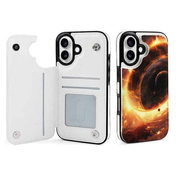 Compatible with iPhone 11 12 13 mini 14 15 16 Pro Max Plus Wallet Case with Card Holder, PU Leather Kickstand Card Slots Case ( Universe, iPhone 13 mini)