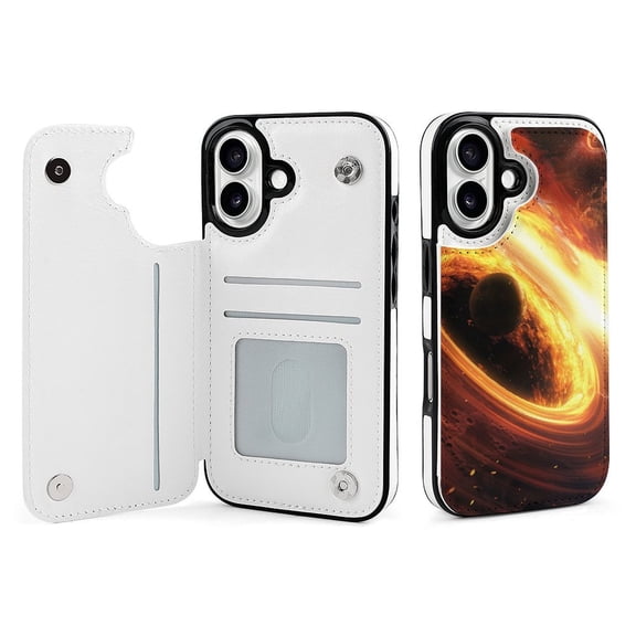 Compatible with iPhone 11 12 13 mini 14 15 16 Pro Max Plus Wallet Case with Card Holder, PU Leather Kickstand Card Slots Case ( Universe, iPhone 13 mini)