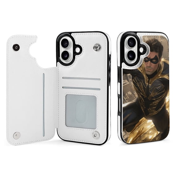 Compatible with iPhone 11 12 13 mini 14 15 16 Pro Max Plus Wallet Case with Card Holder, PU Leather Kickstand Card Slots Case ( Black Gold King, iPhone 14)