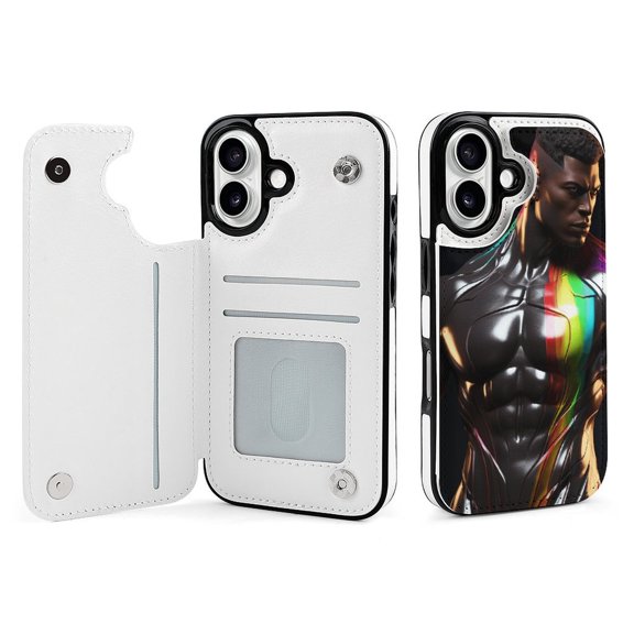 Compatible with iPhone 11 12 13 mini 14 15 16 Pro Max Plus Wallet Case with Card Holder, PU Leather Kickstand Card Slots Case ( Black Hero, iPhone 11 Pro)