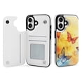 thumbnail image 1 of Compatible with iPhone 11 12 13 mini 14 15 16 Pro Max Plus Wallet Case with Card Holder, PU Leather Kickstand Card Slots Case ( Butterfly Flying Watercolor, iPhone 15 Pro), 1 of 7