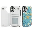 thumbnail image 1 of Compatible with iPhone 11 12 13 mini 14 15 16 Pro Max Plus Wallet Case with Card Holder, PU Leather Kickstand Card Slots Case ( Cartoon Starfish Shells, iPhone 12 Pro Max), 1 of 7