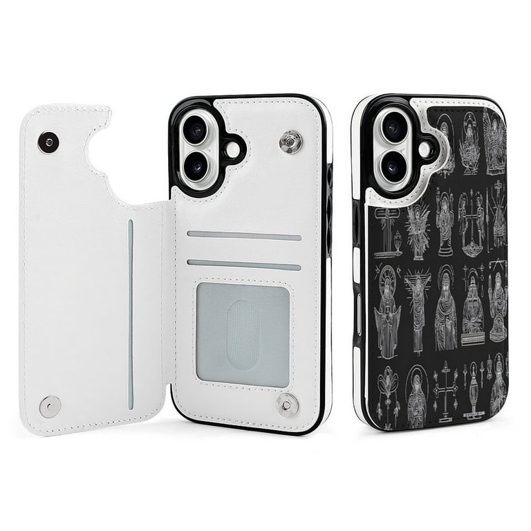 Compatible with iPhone 11 12 13 mini 14 15 16 Pro Max Plus Wallet Case with  Card Holder, PU Leather Kickstand Card Slots Case ( Christian Catholic  Icon, iPhone 15 Pro) - Walmart.com