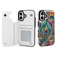 thumbnail image 1 of Compatible with iPhone 11 12 13 mini 14 15 16 Pro Max Plus Wallet Case with Card Holder, PU Leather Kickstand Card Slots Case ( Colorful Peacock, iPhone 14 Plus), 1 of 7