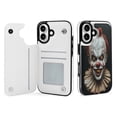 thumbnail image 1 of Compatible with iPhone 11 12 13 mini 14 15 16 Pro Max Plus Wallet Case with Card Holder, PU Leather Kickstand Card Slots Case ( Creep Clown, iPhone 15 Pro), 1 of 7
