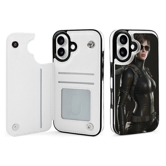 Compatible with iPhone 11 12 13 mini 14 15 16 Pro Max Plus Wallet Case with Card Holder, PU Leather Kickstand Card Slots Case ( Female Agent, iPhone 13)