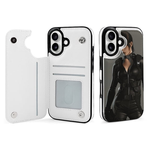 Compatible with iPhone 11 12 13 mini 14 15 16 Pro Max Plus Wallet Case with Card Holder, PU Leather Kickstand Card Slots Case ( Female Agent, iPhone 16)