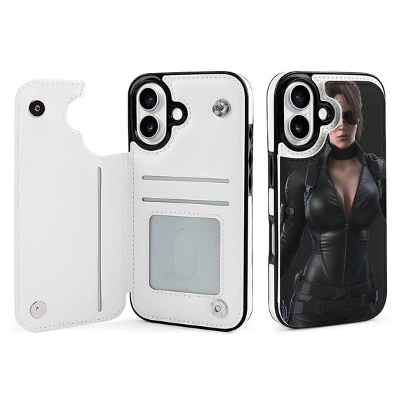 Compatible with iPhone 11 12 13 mini 14 15 16 Pro Max Plus Wallet Case with Card Holder, PU Leather Kickstand Card Slots Case ( Female Agent, iPhone 15 Pro Max)