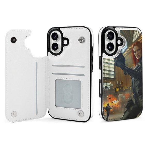 Compatible with iPhone 11 12 13 mini 14 15 16 Pro Max Plus Wallet Case with Card Holder, PU Leather Kickstand Card Slots Case ( Female Hero, iPhone 12)