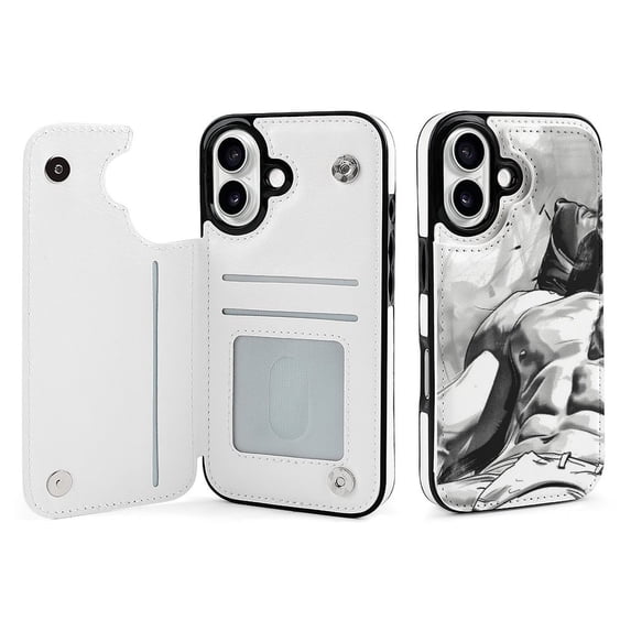 Compatible with iPhone 11 12 13 mini 14 15 16 Pro Max Plus Wallet Case with Card Holder, PU Leather Kickstand Card Slots Case ( Game Graphic Hunk, iPhone 15)