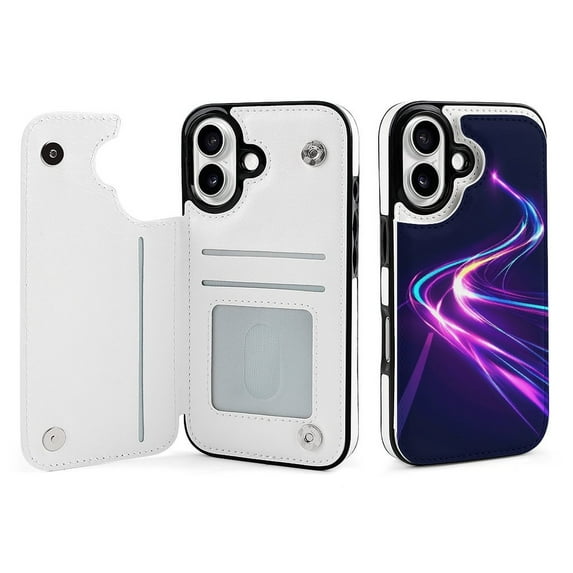 Compatible with iPhone 11 12 13 mini 14 15 16 Pro Max Plus Wallet Case with Card Holder, PU Leather Kickstand Card Slots Case ( Glitter Light Fire Flare Trace., iPhone 13 mini)