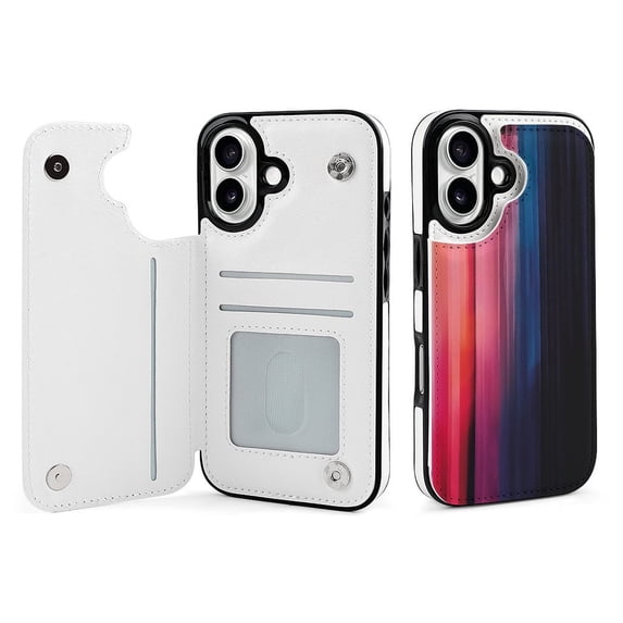 Compatible with iPhone 11 12 13 mini 14 15 16 Pro Max Plus Wallet Case with Card Holder, PU Leather Kickstand Card Slots Case ( Gradient Fade, iPhone 15 Pro Max)
