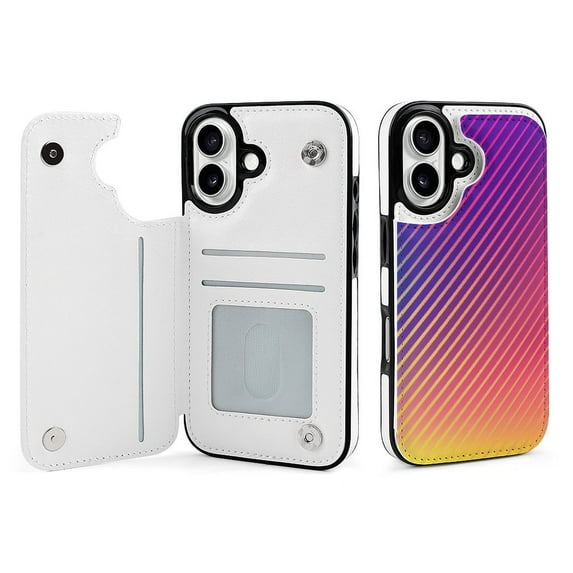 Compatible with iPhone 11 12 13 mini 14 15 16 Pro Max Plus Wallet Case with Card Holder, PU Leather Kickstand Card Slots Case ( Gradient Fade, iPhone 16 Pro)