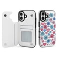 thumbnail image 1 of Compatible with iPhone 11 12 13 mini 14 15 16 Pro Max Plus Wallet Case with Card Holder, PU Leather Kickstand Card Slots Case ( Hand Drawing Heart Flower, iPhone 16), 1 of 7