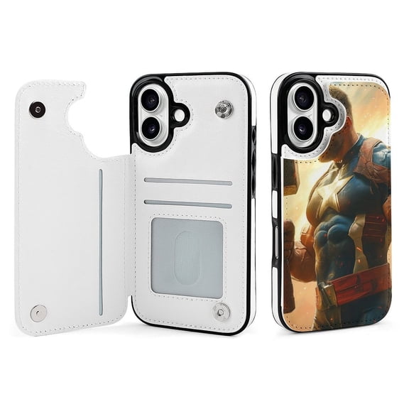 Compatible with iPhone 11 12 13 mini 14 15 16 Pro Max Plus Wallet Case with Card Holder, PU Leather Kickstand Card Slots Case ( Hero, iPhone 12 Pro Max)