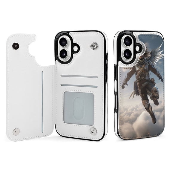 Compatible with iPhone 11 12 13 mini 14 15 16 Pro Max Plus Wallet Case with Card Holder, PU Leather Kickstand Card Slots Case ( Hero, iPhone 16 Pro Max)