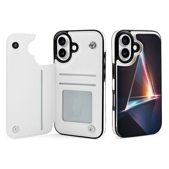 Compatible with iPhone 11 12 13 mini 14 15 16 Pro Max Plus Wallet Case with Card Holder, PU Leather Kickstand Card Slots Case ( Light through Triangular Prism, iPhone 12 Pro Max)