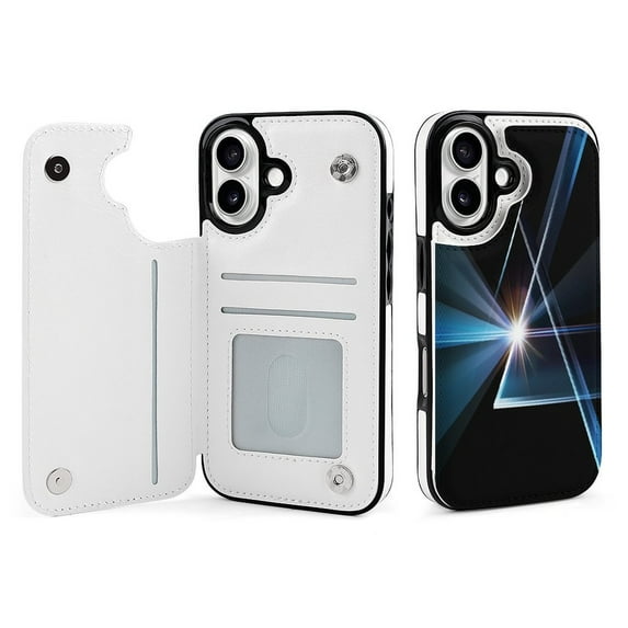 Compatible with iPhone 11 12 13 mini 14 15 16 Pro Max Plus Wallet Case with Card Holder, PU Leather Kickstand Card Slots Case ( Light through Triangular Prism, iPhone 13 Pro)