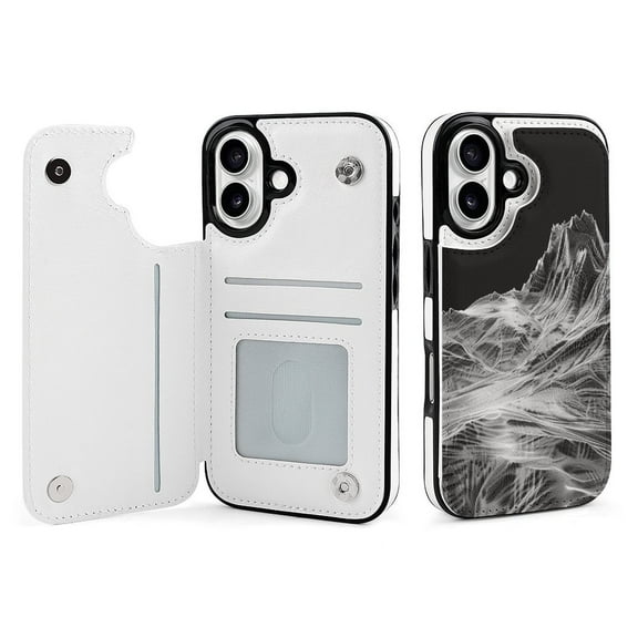 Compatible with iPhone 11 12 13 mini 14 15 16 Pro Max Plus Wallet Case with Card Holder, PU Leather Kickstand Card Slots Case ( Mountain Arcs, iPhone 13 Pro Max)