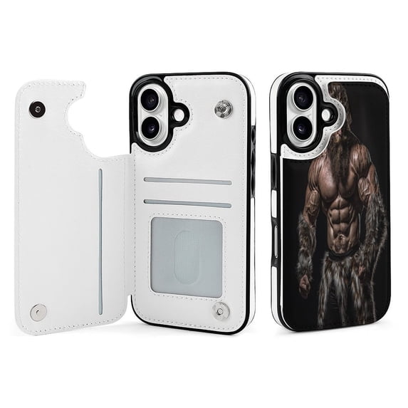 Compatible with iPhone 11 12 13 mini 14 15 16 Pro Max Plus Wallet Case with Card Holder, PU Leather Kickstand Card Slots Case ( Muscle Wild Man, iPhone 11 Pro)