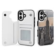 thumbnail image 1 of Compatible with iPhone 11 12 13 mini 14 15 16 Pro Max Plus Wallet Case with Card Holder, PU Leather Kickstand Card Slots Case ( New York Building, iPhone 11), 1 of 7