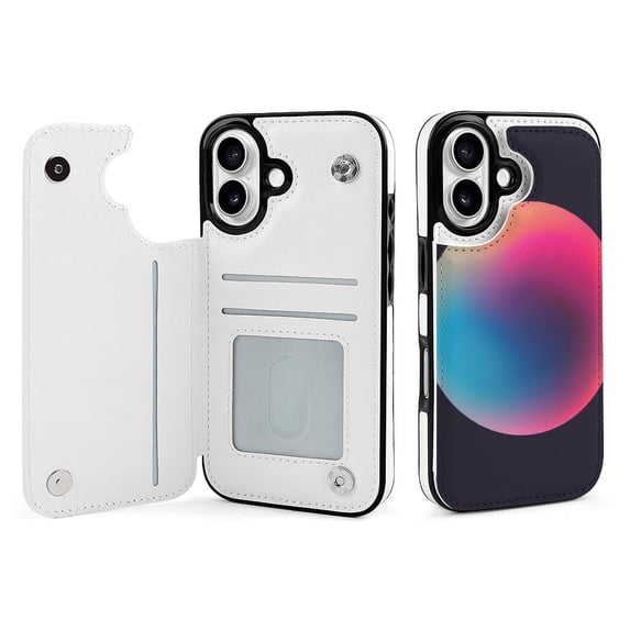 Compatible with iPhone 11 12 13 mini 14 15 16 Pro Max Plus Wallet Case with Card Holder, PU Leather Kickstand Card Slots Case ( Polka Gradient, iPhone 13 Pro Max)