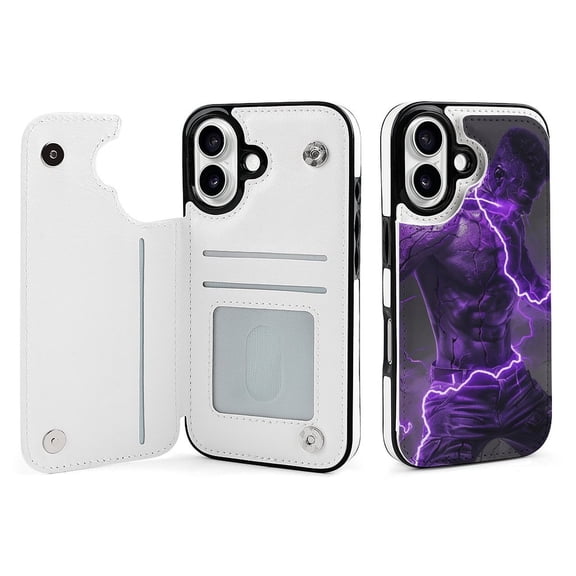 Compatible with iPhone 11 12 13 mini 14 15 16 Pro Max Plus Wallet Case with Card Holder, PU Leather Kickstand Card Slots Case ( Purple Hero, iPhone 14 Pro)