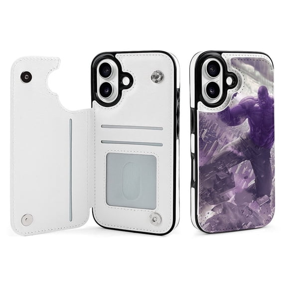 Compatible with iPhone 11 12 13 mini 14 15 16 Pro Max Plus Wallet Case with Card Holder, PU Leather Kickstand Card Slots Case ( Purple Hero, iPhone 12 mini)