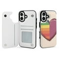 thumbnail image 1 of Compatible with iPhone 11 12 13 mini 14 15 16 Pro Max Plus Wallet Case with Card Holder, PU Leather Kickstand Card Slots Case ( Rainbow Heart, iPhone 14), 1 of 7