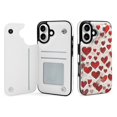 thumbnail image 1 of Compatible with iPhone 11 12 13 mini 14 15 16 Pro Max Plus Wallet Case with Card Holder, PU Leather Kickstand Card Slots Case ( Red Line Heart Pattern, iPhone 11), 1 of 7