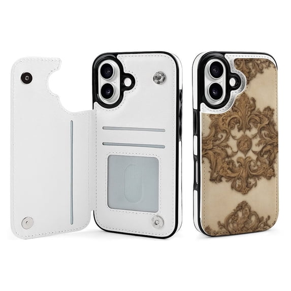 Compatible with iPhone 11 12 13 mini 14 15 16 Pro Max Plus Wallet Case with Card Holder, PU Leather Kickstand Card Slots Case ( Renaissance Retro, iPhone 14 Plus)