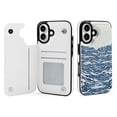 thumbnail image 1 of Compatible with iPhone 11 12 13 mini 14 15 16 Pro Max Plus Wallet Case with Card Holder, PU Leather Kickstand Card Slots Case ( Water Pattern Contrast, iPhone 14 Pro), 1 of 7