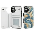 thumbnail image 1 of Compatible with iPhone 11 12 13 mini 14 15 16 Pro Max Plus Wallet Case with Card Holder, PU Leather Kickstand Card Slots Case ( Water Pattern, iPhone 13 mini), 1 of 7