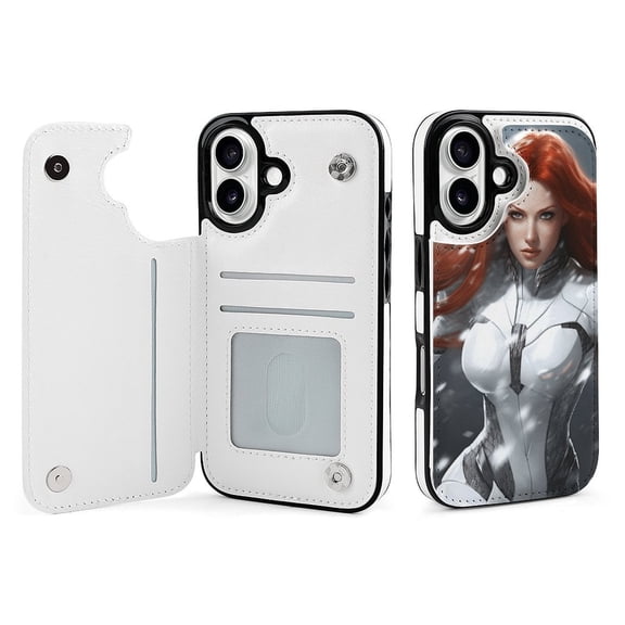 Compatible with iPhone 11 12 13 mini 14 15 16 Pro Max Plus Wallet Case with Card Holder, PU Leather Kickstand Card Slots Case ( White Agent, iPhone 14)