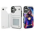 thumbnail image 1 of Compatible with iPhone 11 12 13 mini 14 15 16 Pro Max Plus Wallet Case with Card Holder, PU Leather Kickstand Card Slots Case ( Woman Superhero, iPhone 12 Pro), 1 of 7
