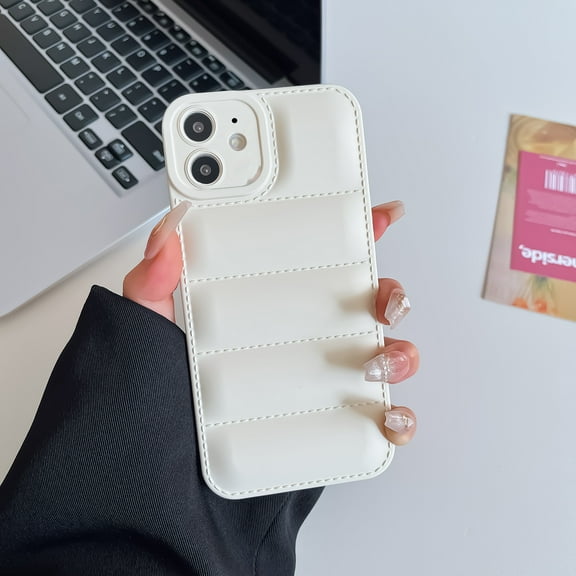 Compatible for iPhone 11 6.1" Liquid Silicone Case, Flexible TPU Bumper Soft Gel Rubber Down Jacket Cover, Shockproof Protective Lightweight Slim Phone Case for iPhone 11, White