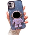 thumbnail image 1 of Compatible for iPhone 11 Bling Plating Astronaut Hidden Stand Case, Cute 6D Stand Glitter Phone Case for Women Girls Soft TPU Shockproof Back Cover - Purple, 1 of 12