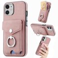 thumbnail image 1 of Compatible with iPhone 11 Card Slot Back Case, 360 Degree Rotatable Ring Stand Plating Button PU Leather Support Magnetic Car Mount Phone Case Cover for iPhone 11, Pink, 1 of 12