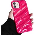 thumbnail image 1 of Compatible iPhone 11 Case, 3D Cute Luxurious Wavy Shape, Soft TPU Shockproof Case for Boys and Girls (Rose Red), 1 of 14