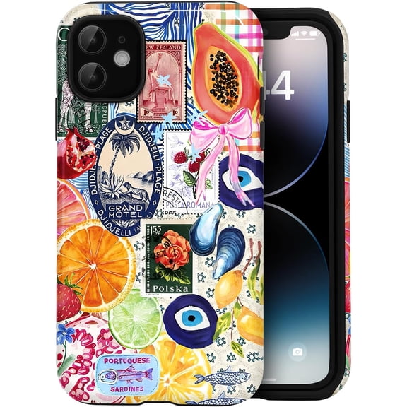 Compatible with iPhone 11 Case, Aesthetic Phone Case Cute Fruit Lemon European Collage for Girl Women, Scratch Resistant Shockproof Protective Girly Case for iPhone 11