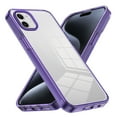 thumbnail image 1 of Compatible with iPhone 11 Case Clear with Color Border Hybrid Shockproof Protective Non-Yellowing Crystal Phone Case, Slim Transparent Anti-Scratch TPU Bumper Cover Wireless Charging, Darkpurple, 1 of 8